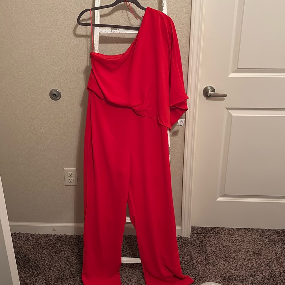 NWT Red One-Sleeve Jumpsuit